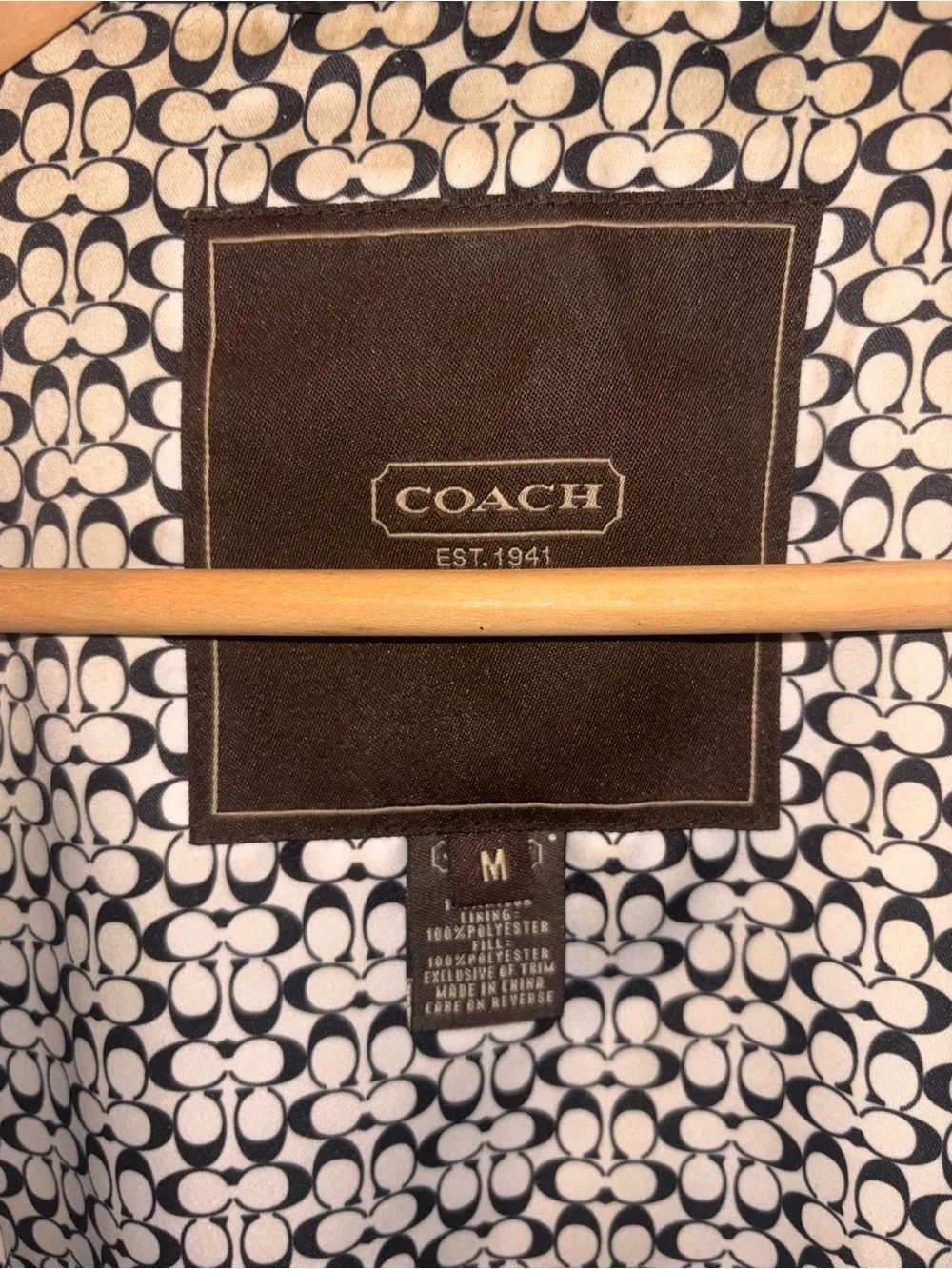 Coach Black Quilted Signature Lined Snap Jacket Coat Size M